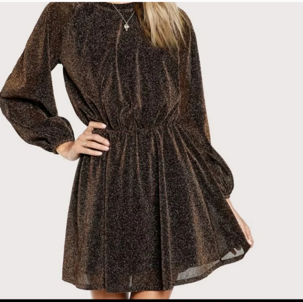 SHEIN Brown Bishop Sleeve Sundress for Cocktail - Picture 5 of 15